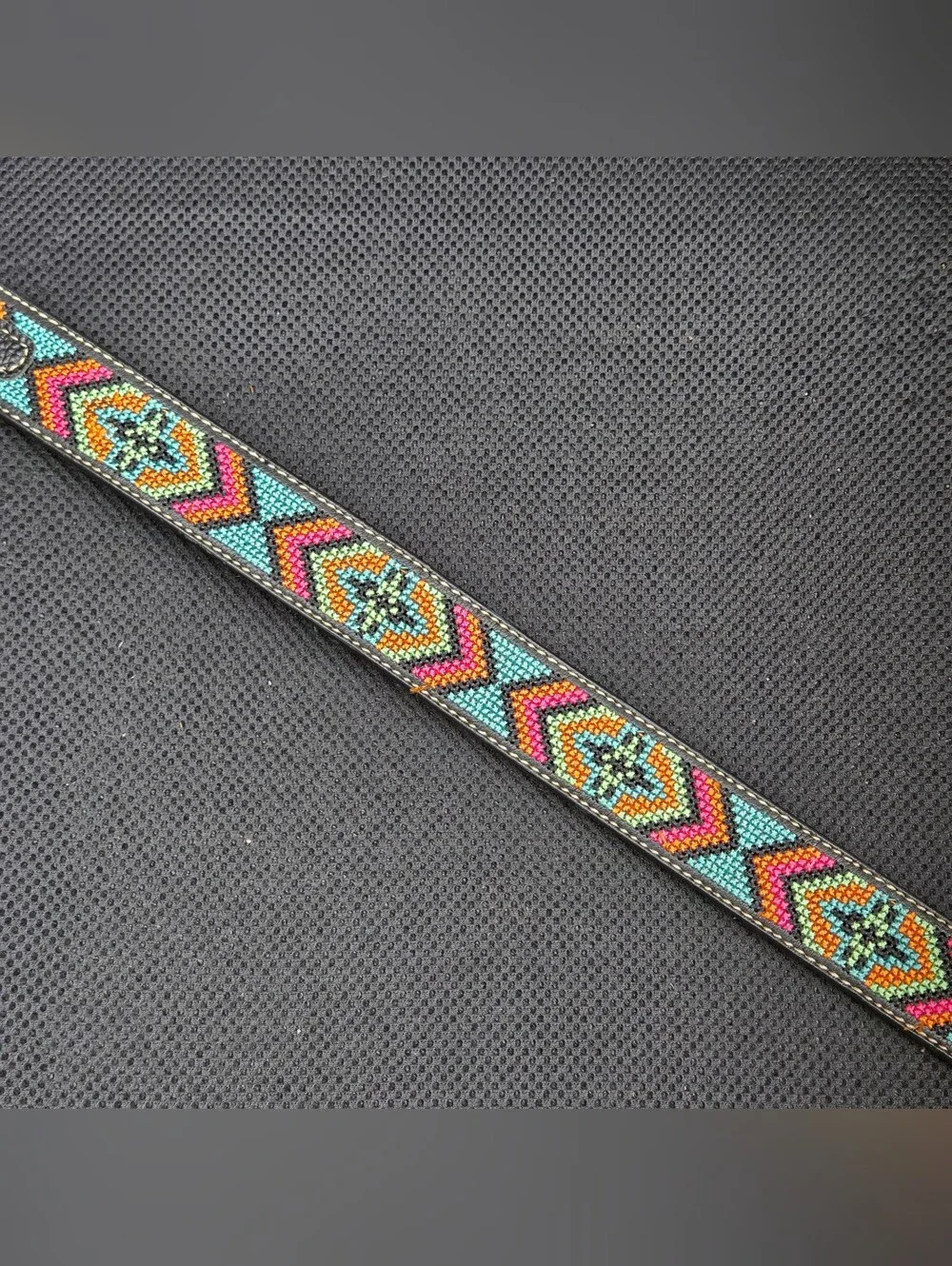 Nocona Southwestern Aztec Embroidered Belt black leather 20